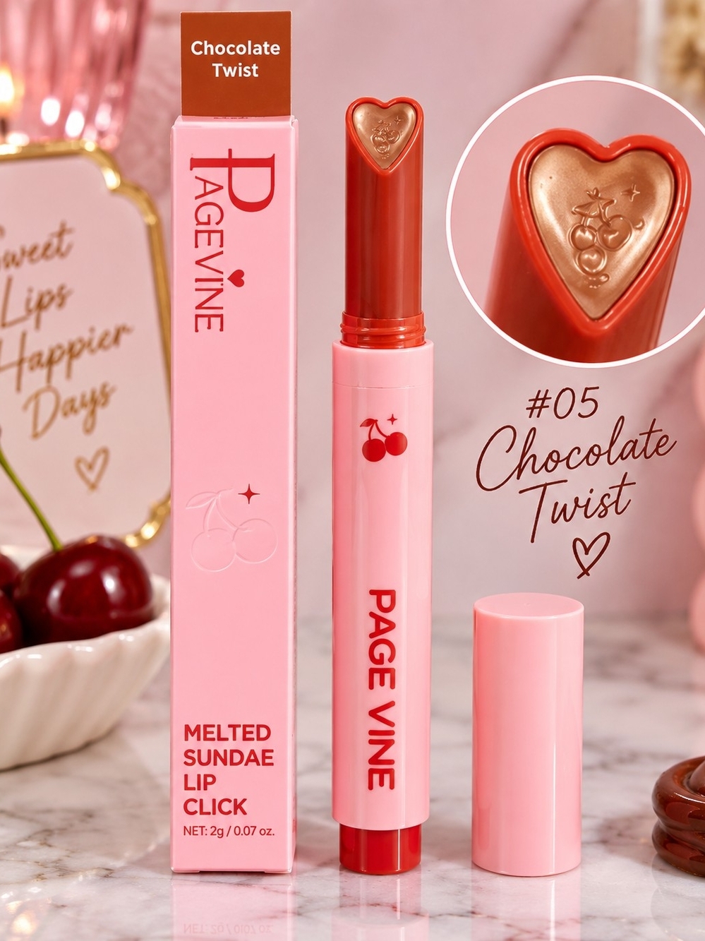 Melted Sundae Lip Click — Chocolate Twist (#05) Pink
